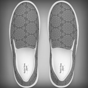 Gray Mandala Slip On Canvas Shoes For Men