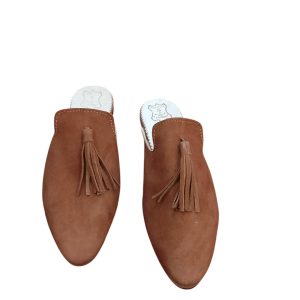 Women’s Black Leather Mules Handmade Pointed Toe Slip